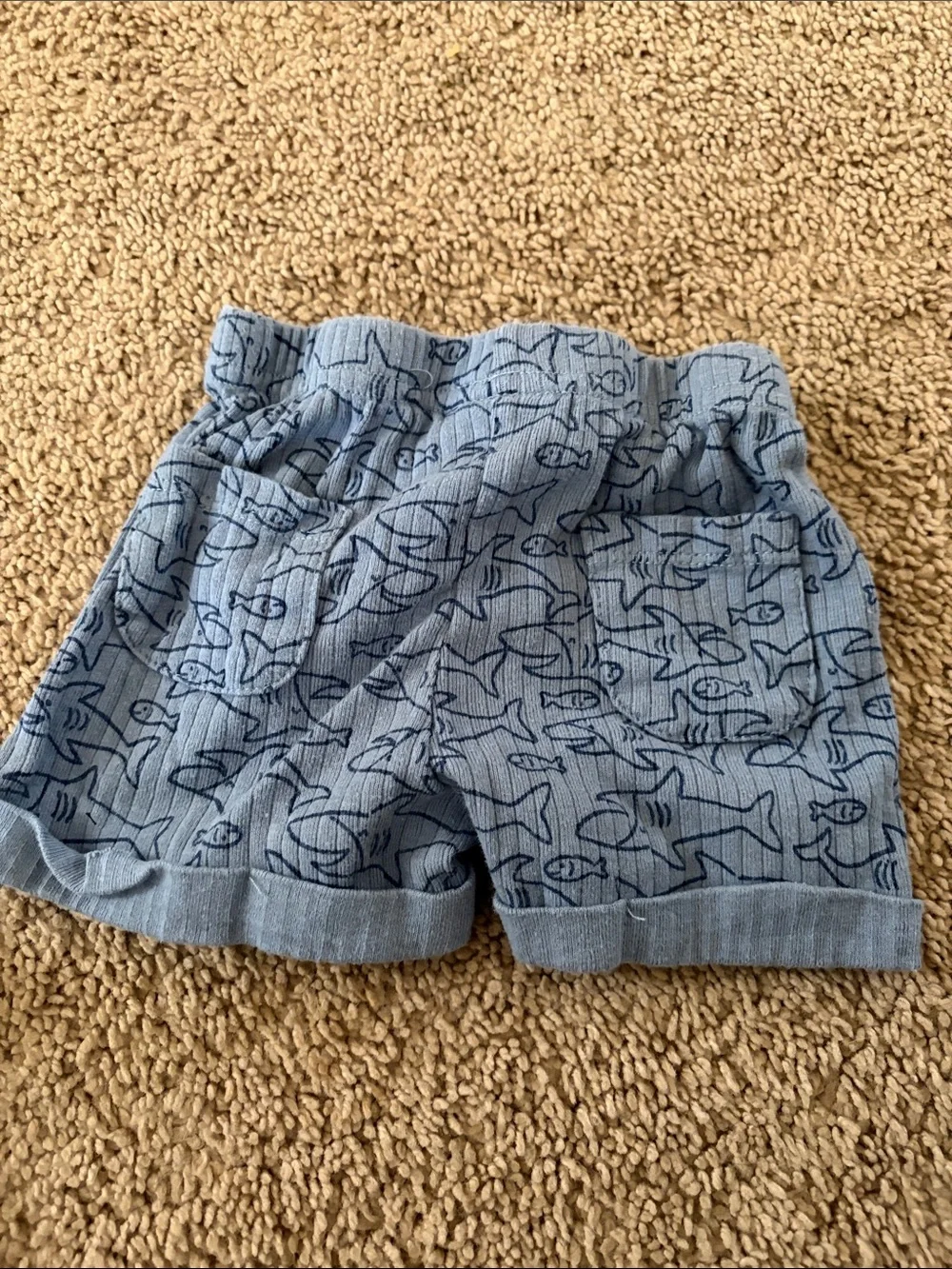 Blue Shark-Print Kids Matching Set - Sleeveless Romper & Shorts